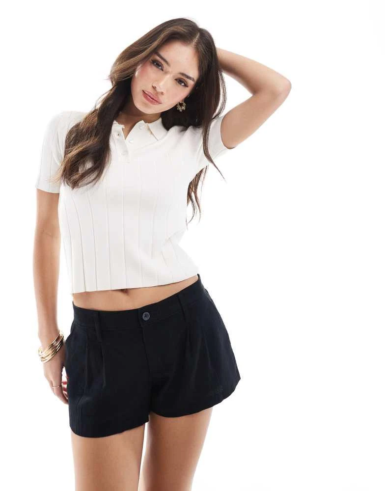 HOLLISTER Hollister low rise linen short in black 1