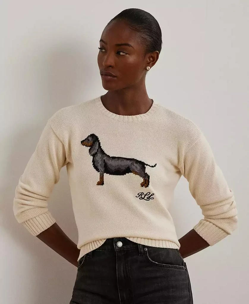Ralph Lauren Women's Intarsia-Knit Dachshund Cotton Sweater, Regular & Petite 1