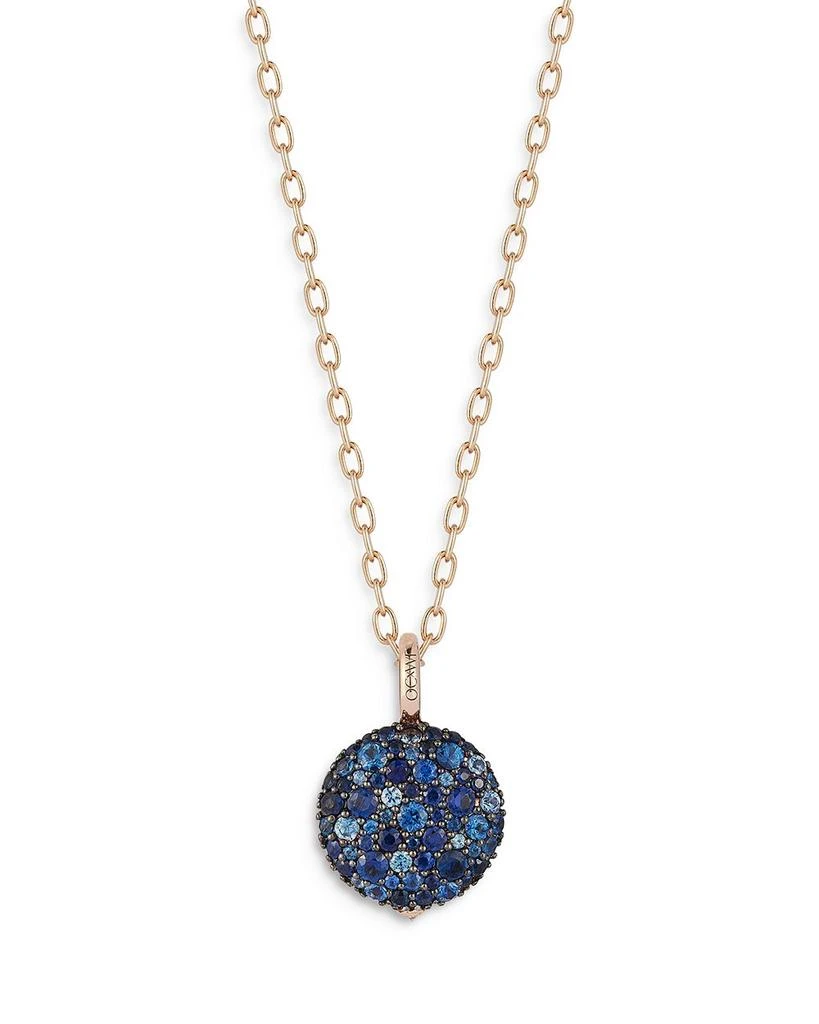 Walters Faith 18K Rose Gold Blue Sapphire Cluster Chantecaille Pebble Locket Pendant 3
