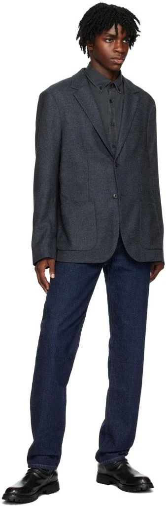 Sunspel Gray Pocket Denim Shirt 4