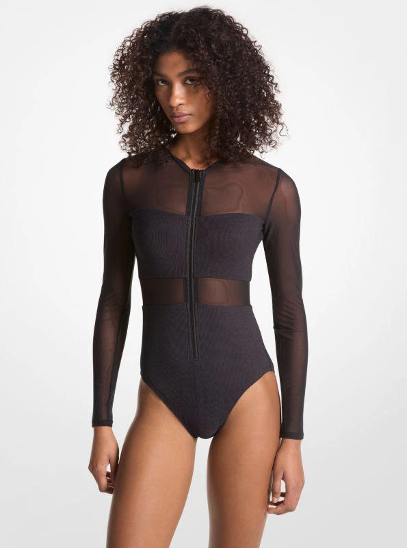 Michael Kors Stretch Nylon Zip-Up Swimsuit 1