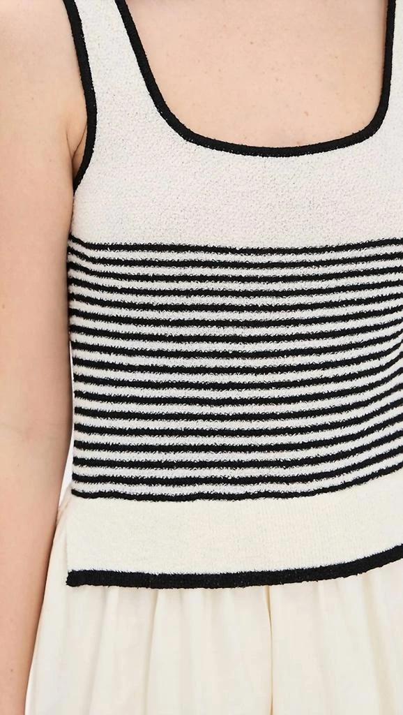 Moon River Striped Knit Top Midi Dress In Cream 4