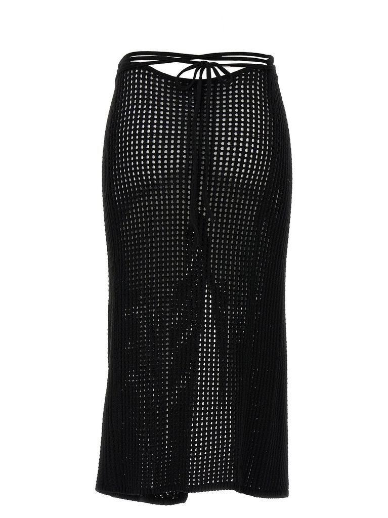 ANDREA ADAMO Andrea Adamo Slit-Open Crochet Knitted Midi Skirt
