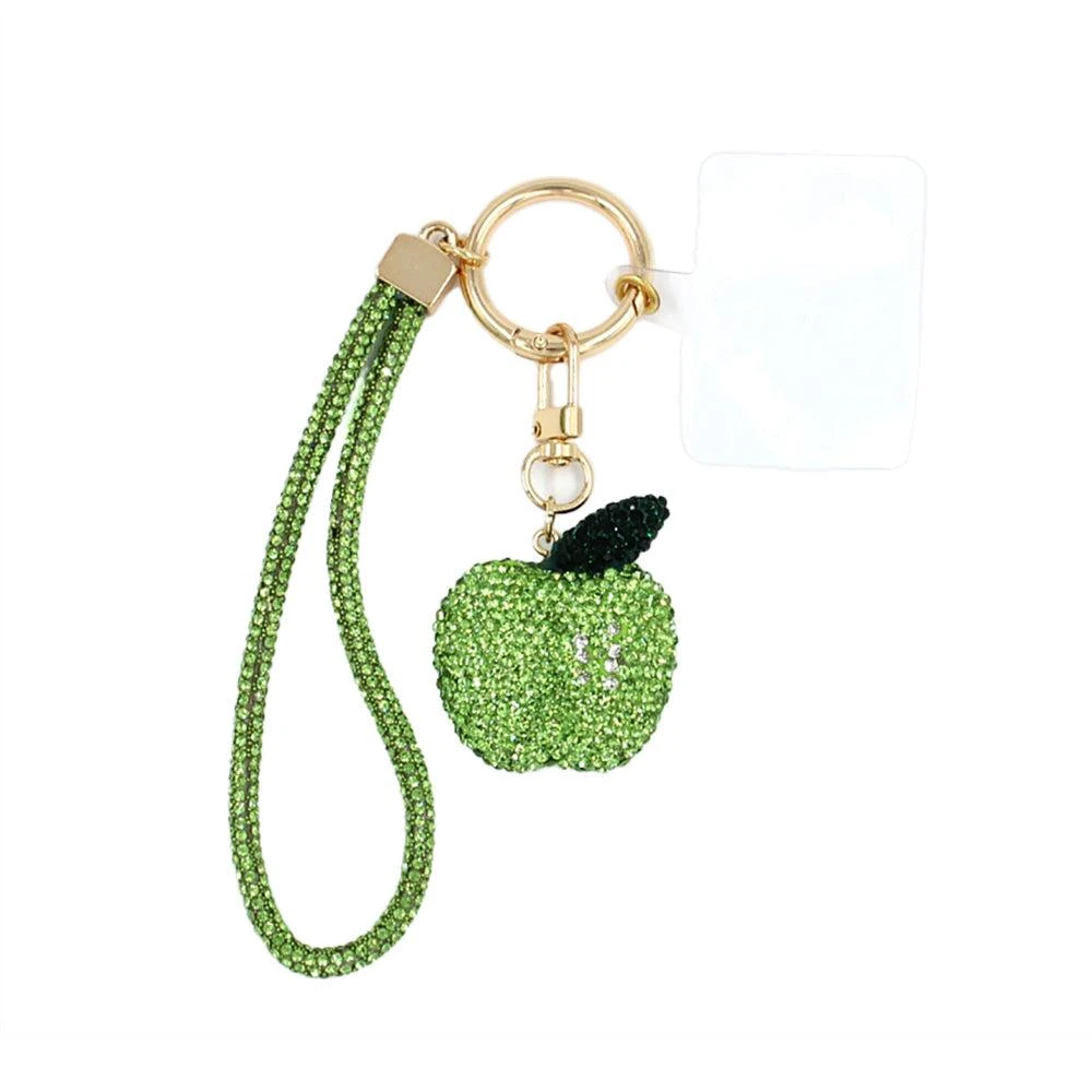 FASHNZFAB Bling Studded Apple Charm Keychain Bag Charm Phone Holder 4
