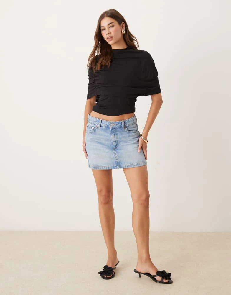 GINA TRICOT Gina Tricot short cape ruched top in black 2