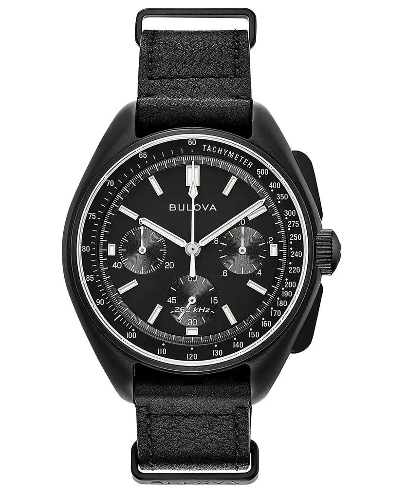 Bulova Men's Lunar Pilot Chronograph Black Leather Strap Watch 45mm 1