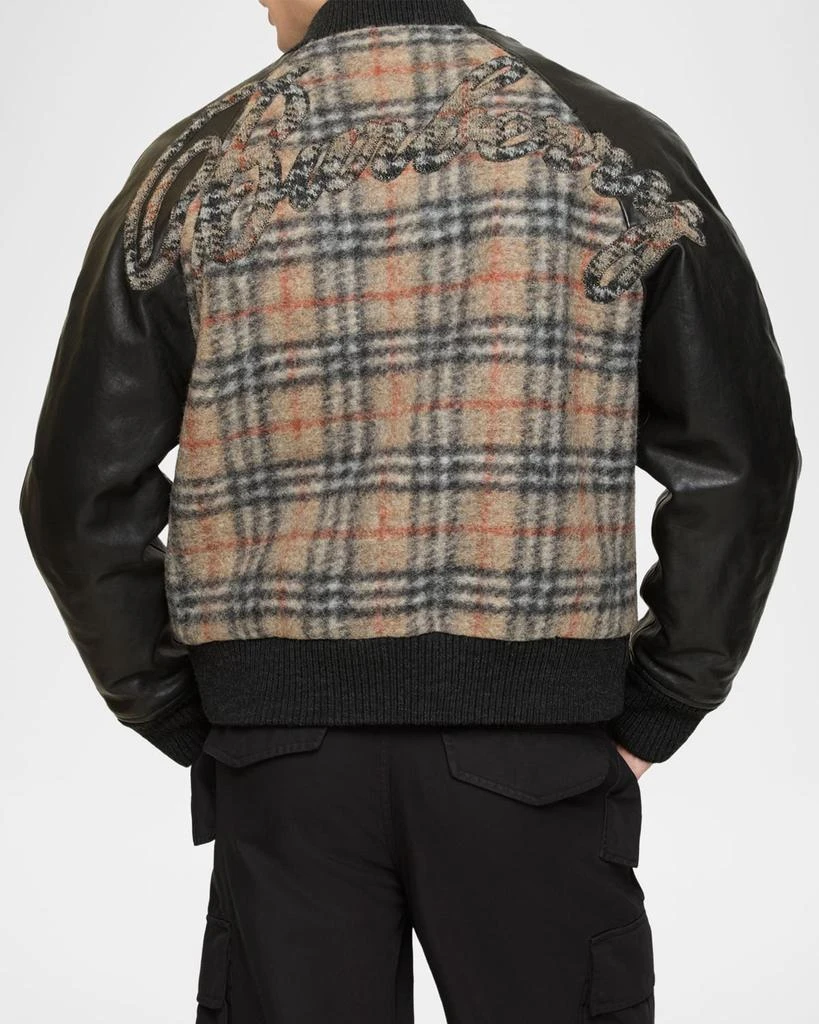 Burberry Men
s Check Wool and Leather Bomber Jacket 2