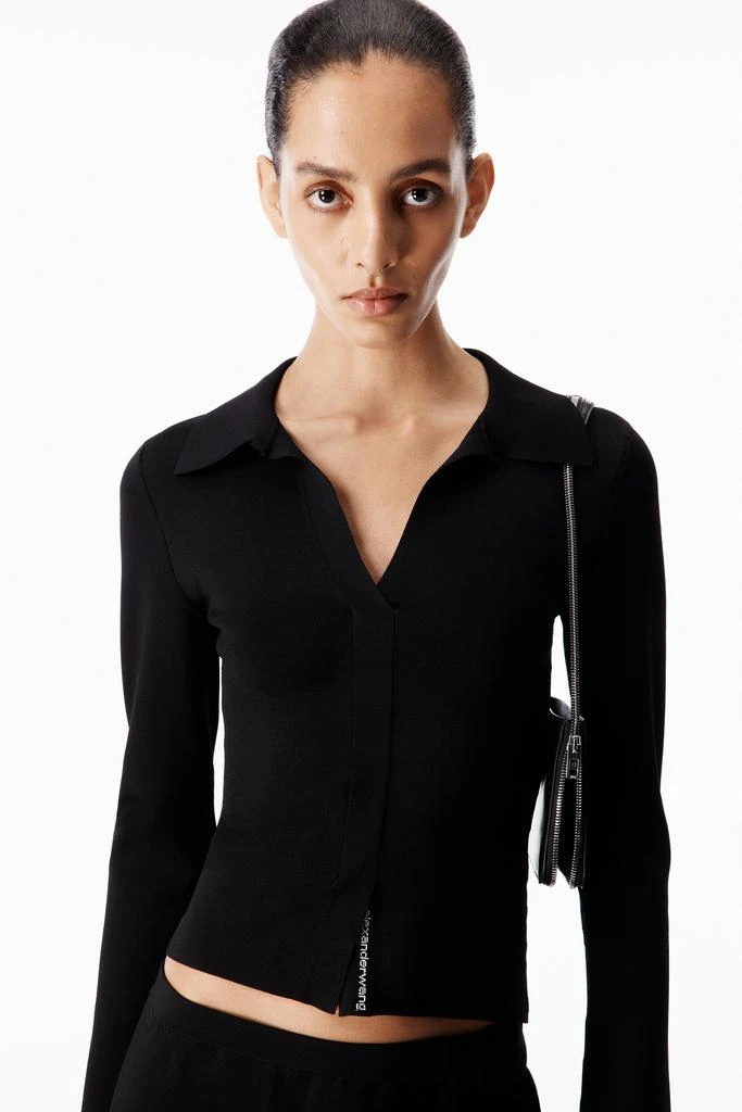 Alexander Wang Fixed Placket Long Sleeve Polo