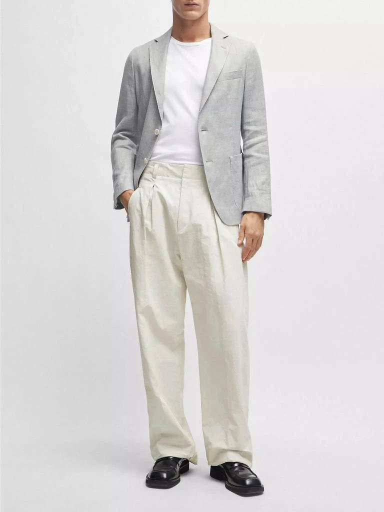 Hugo Boss Slim-Fit Jacket in a Micro-Patterned Linen Blend 6