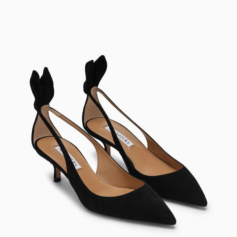 Aquazzura  BLACK BOW TIE SUEDE PUMP 2