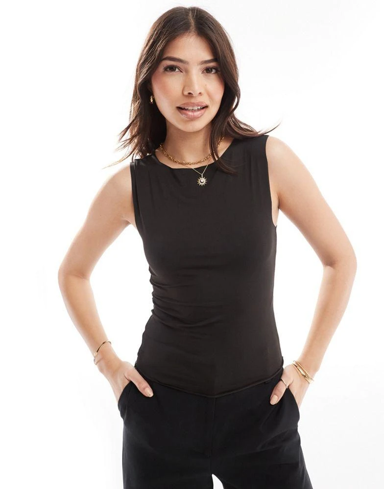 ASOS ASOS DESIGN second skin slash neck vest top in black 1