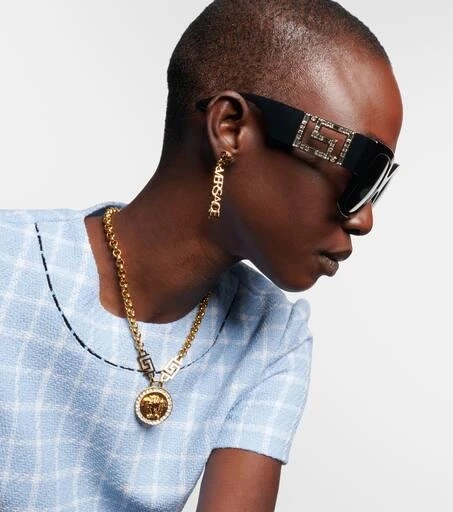 Versace Greca embellished oversized sunglasses 3