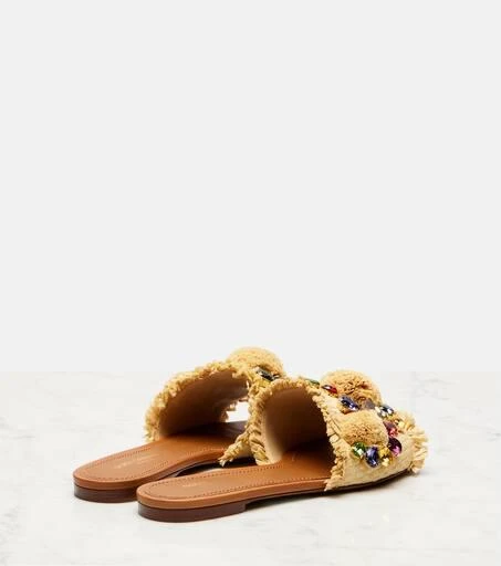 Dolce
Gabbana Embellished raffia-effect slides 2
