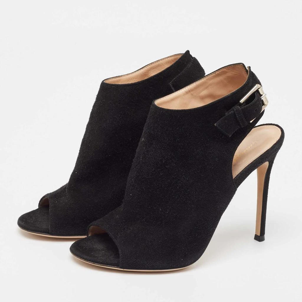 Gianvito Rossi Gianvito Rossi Black Suede Open Toe Slingback Sandals Size 38.5 2