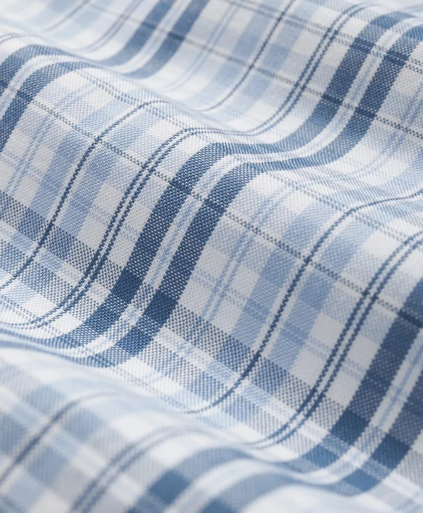 Brooks Brothers Stretch Cotton Non-Iron Oxford Button-Down Collar, Checked Short-Sleeve Shirt 3