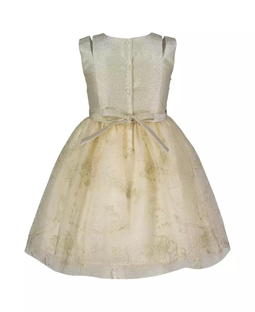 Blueberi Boulevard Toddler and Little Girls Fit-and-Flare Gold Tulle Floral Applique Dress