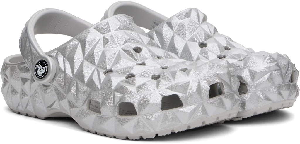 Crocs Silver Classic Metallic Geometric Clogs 4