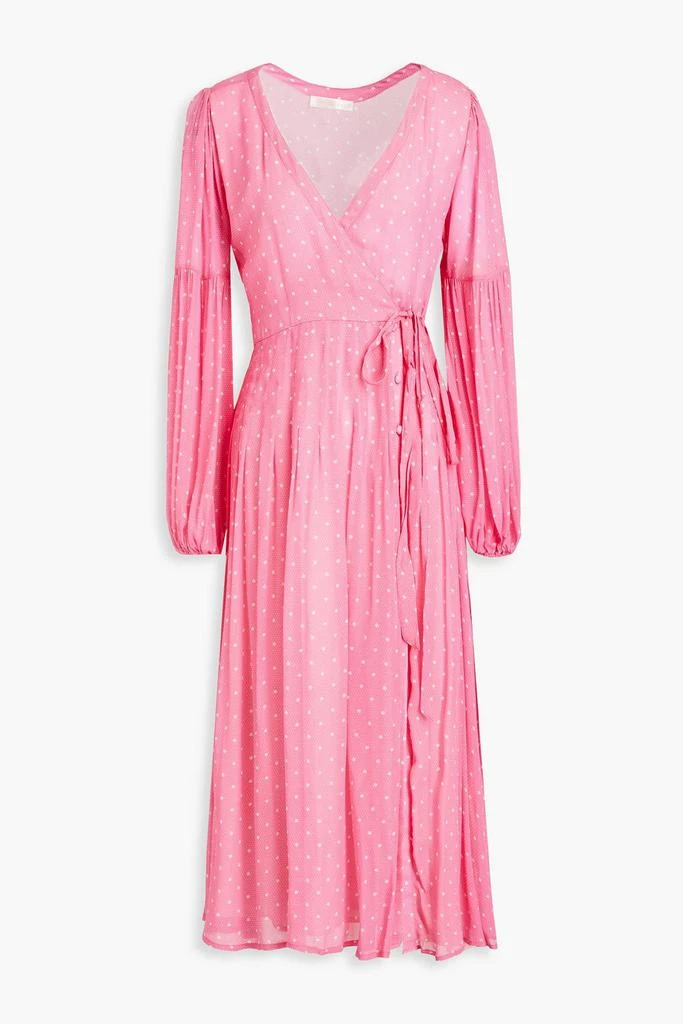 LOVESHACKFANCY Bevelyn polka-dot chiffon midi wrap dress 1