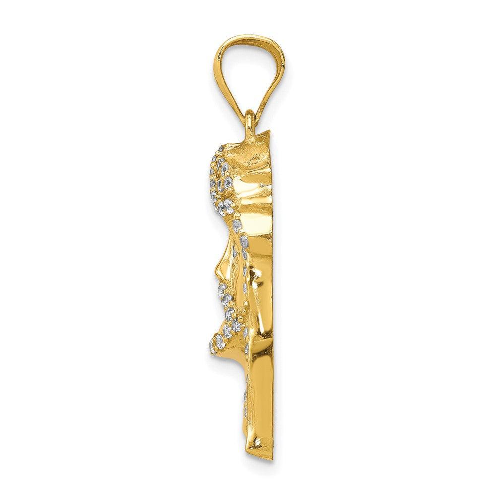 Diamond2Deal 10k Yellow Gold Cubic Zirconia Micropave Jesus Face Pendant