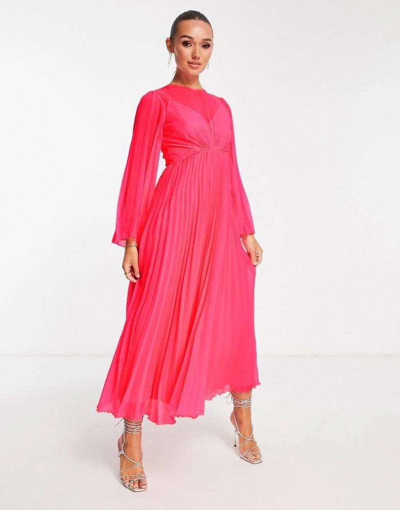 Shop ASOS DESIGN tie back fluted sleeve pleated midi dress in fluro pink on Sale at BeyondStyle Get 24% Off ASOS DESIGN tie back fluted sleeve pleated midi dress in fluro Shop ASOS DESIGN tie back fluted sleeve pleated midi dress in fluro pink on Sale at BeyondStyle Get 24% Off ASOS DESIGN tie back fluted sleeve pleated midi dress in fluro