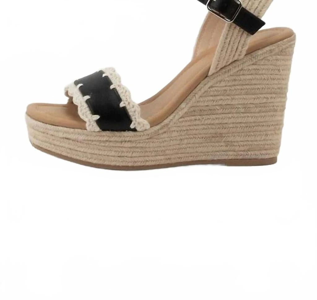 CCOCCI Women's Crochet Lace Espadrilles Platform Wedge In Black 1