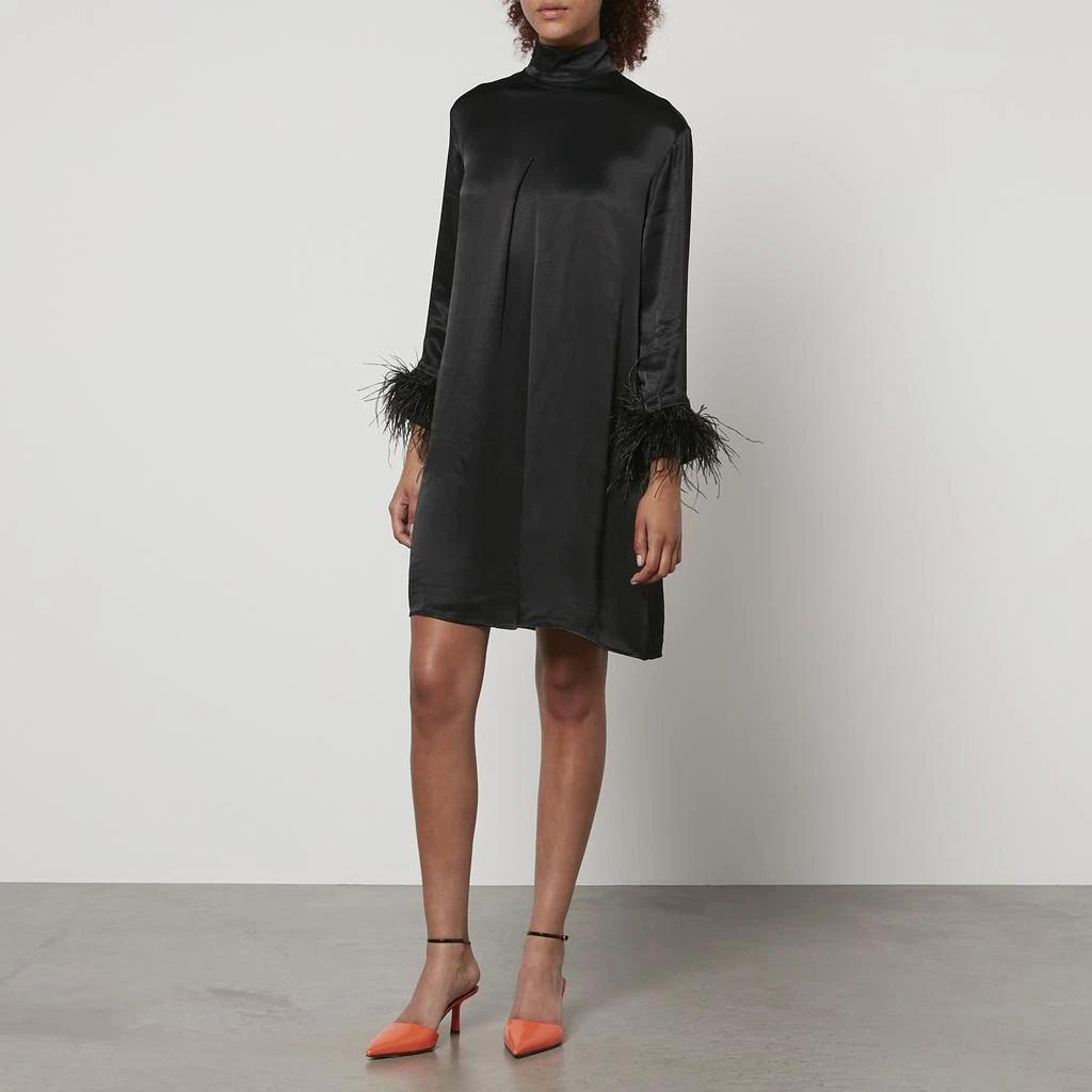 Sleeper Sleeper Party Shirt Feather-Trimmed Satin Dress 3