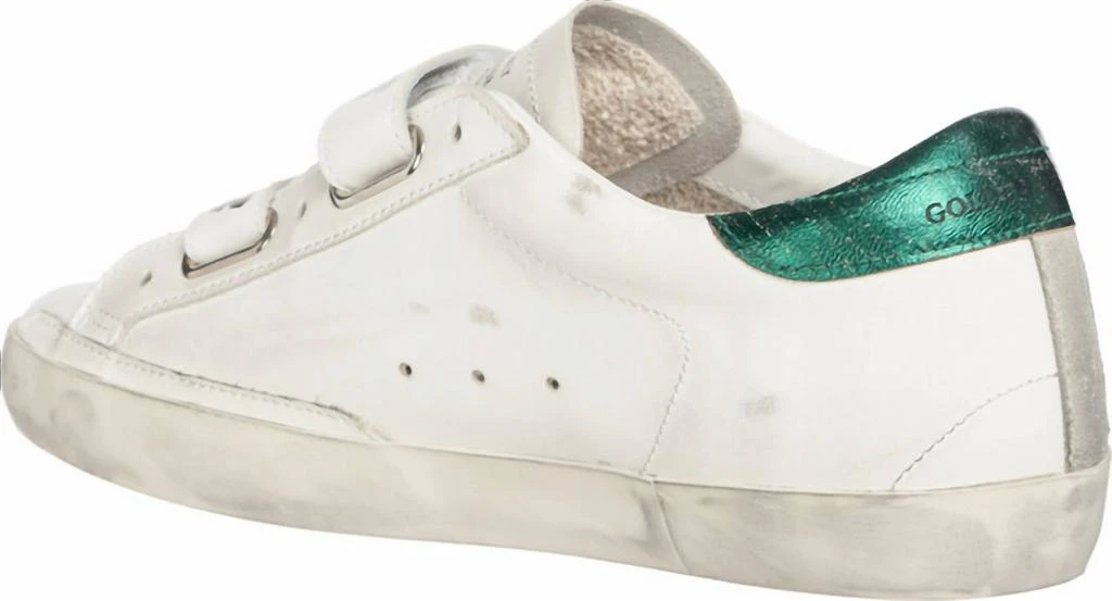 Golden Goose Women's Old School Sneakers In White, Ice, & Emerald Green 3
