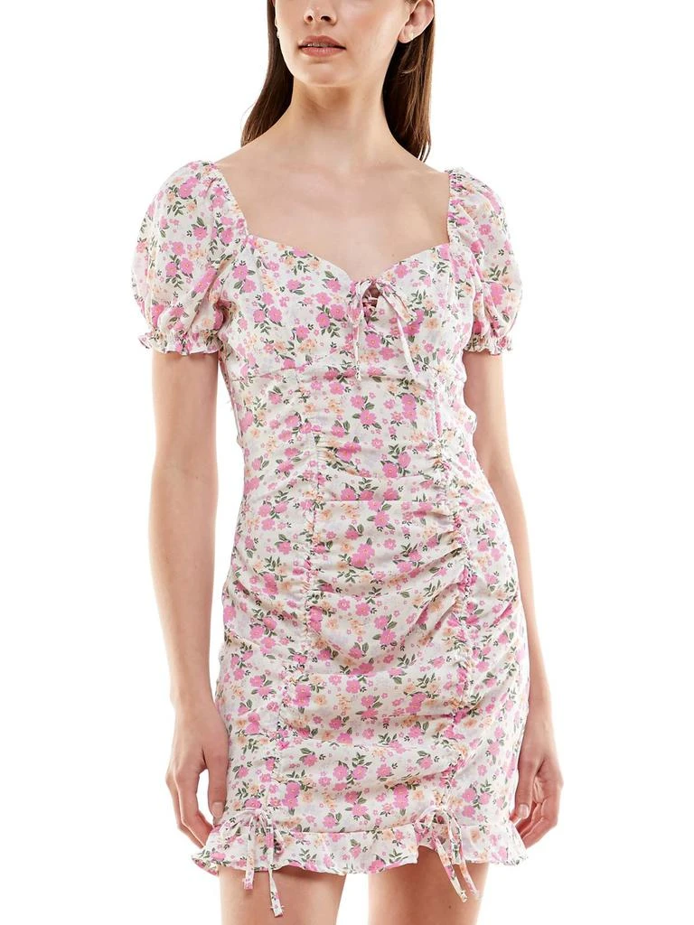 Almost Famous Womens Ruched Drawstring Bodycon Dress 1