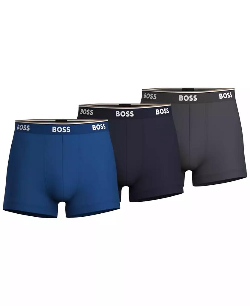 Hugo Boss Men's 3-Pack Solid Logo Waistband Trunks