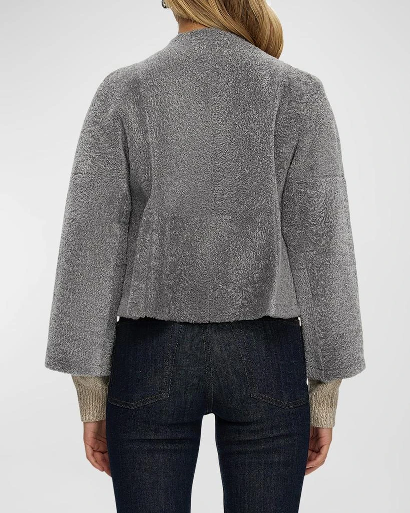 Gorski Reversible Collarless Shearling Lamb Jacket 6