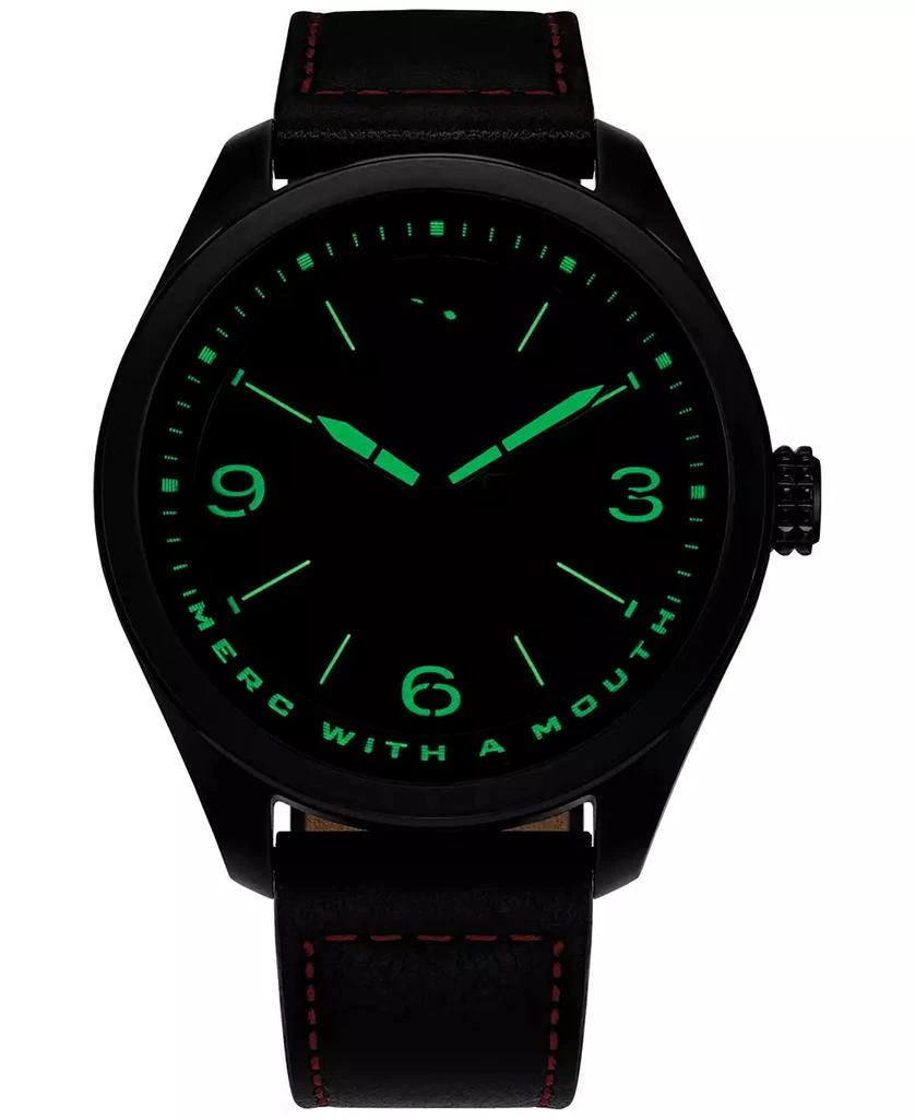 Citizen Eco-Drive Men's Marvel Deadpool Returns Black Leather Strap Watch 43mm 4