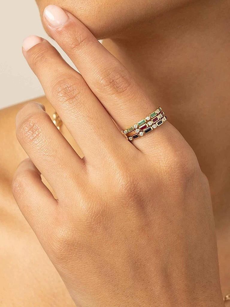 Oradina 14K Yellow Gold Crown Jewels Ruby Diamond Ring 4