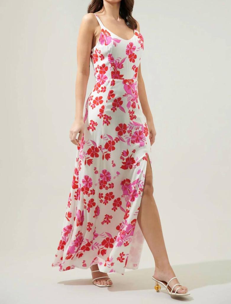 Sugarlips Sugarlips - Maui Floral Portia Open Back Maxi Dress