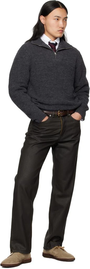 Drake's Gray Wool Quarter Zip Sweater 4