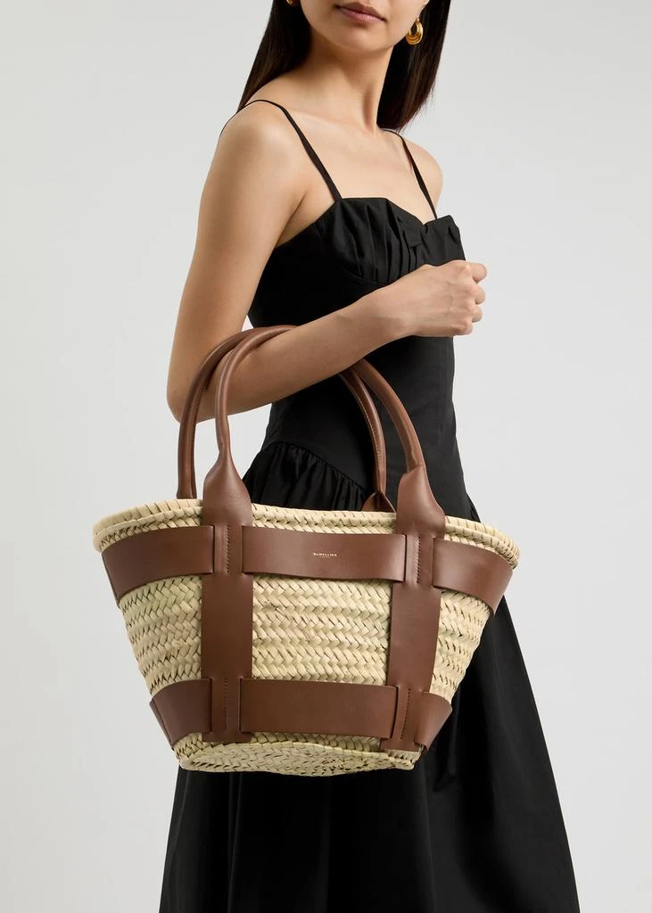 Demellier Santorini leather and raffia basket bag 5