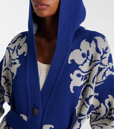 ETRO Floral waffle-knit hooded cardigan 4