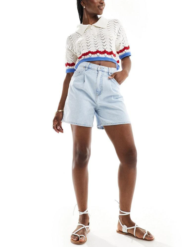 Stradivarius Stradivarius denim short in light blue 1