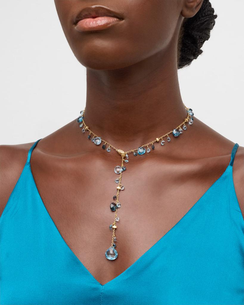 Marco Bicego 18K Yellow Gold Y Drop Necklace with Mixed Topaz and Diamonds