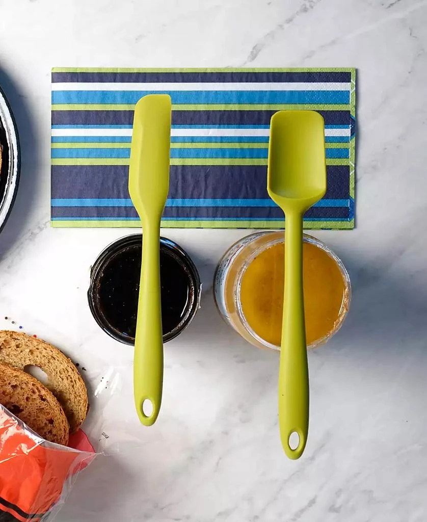 RSVP International Silicone Coated Steel 2 Piece 8" Ela Series Green Mini Spatula Set 6
