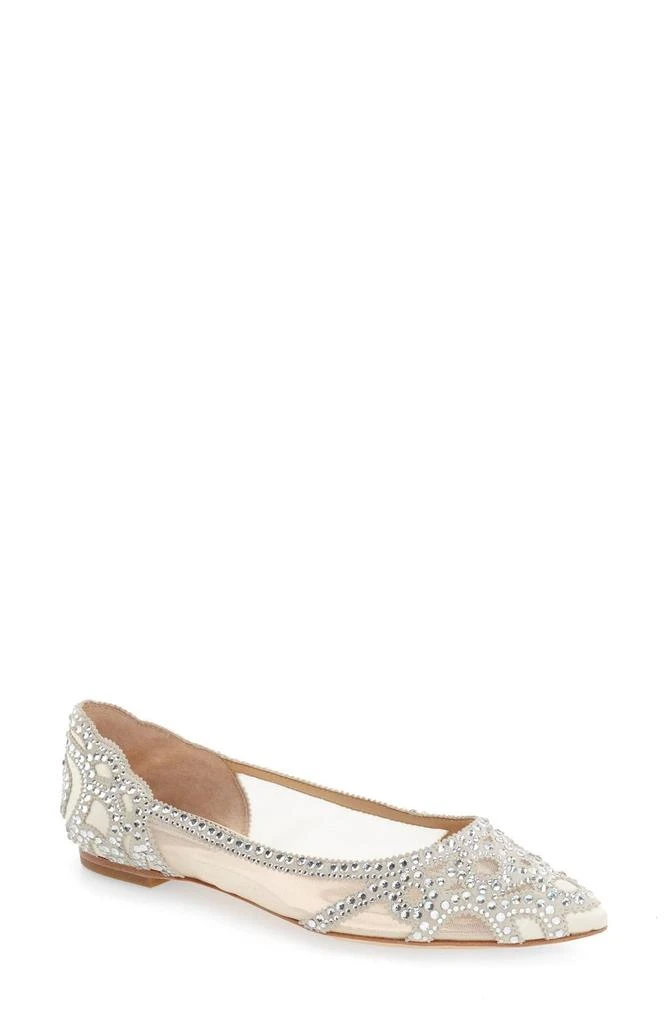 Badgley Mischka Gigi Crystal Pointed Toe Flat 1