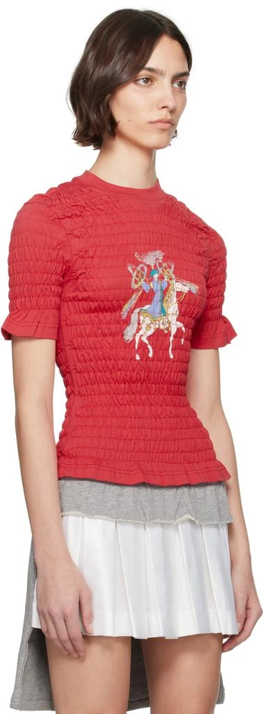 Conner Ives Red Camelot Shirred T-shirt 2