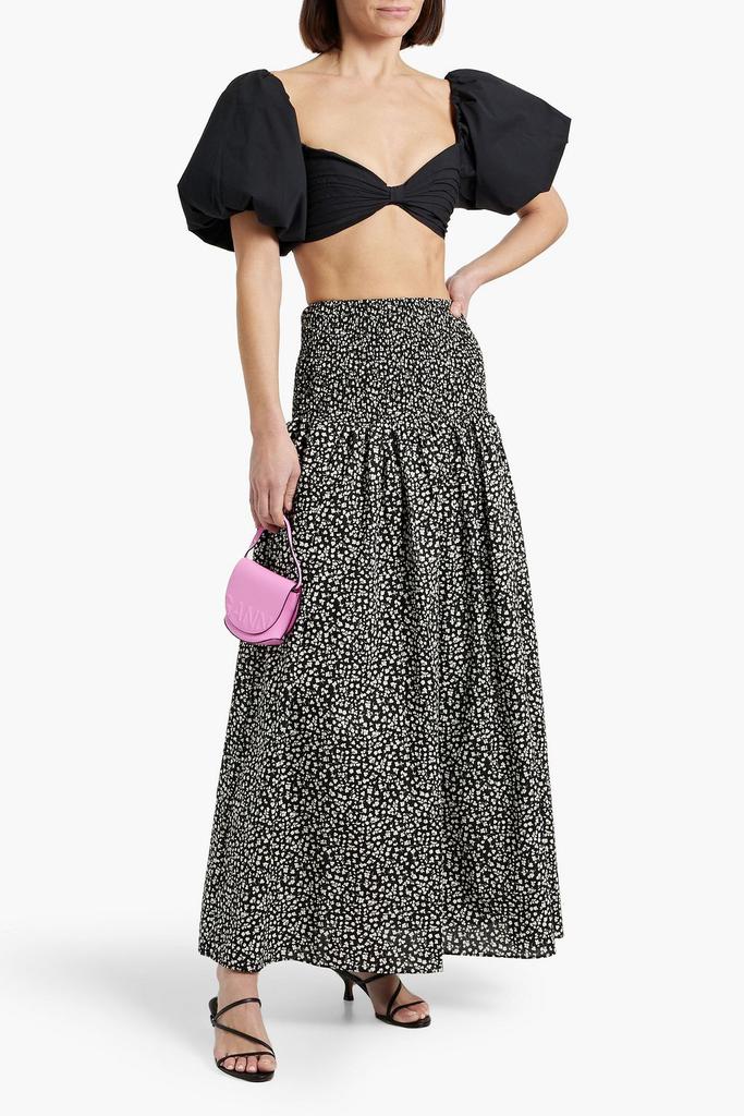 Solid & Striped The Zaria shirred printed cotton-voile maxi skirt