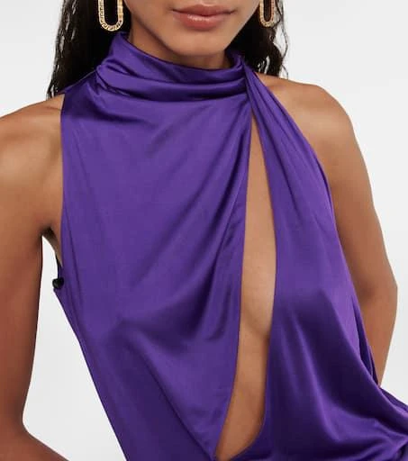 Versace Cutout turtleneck satin top 4