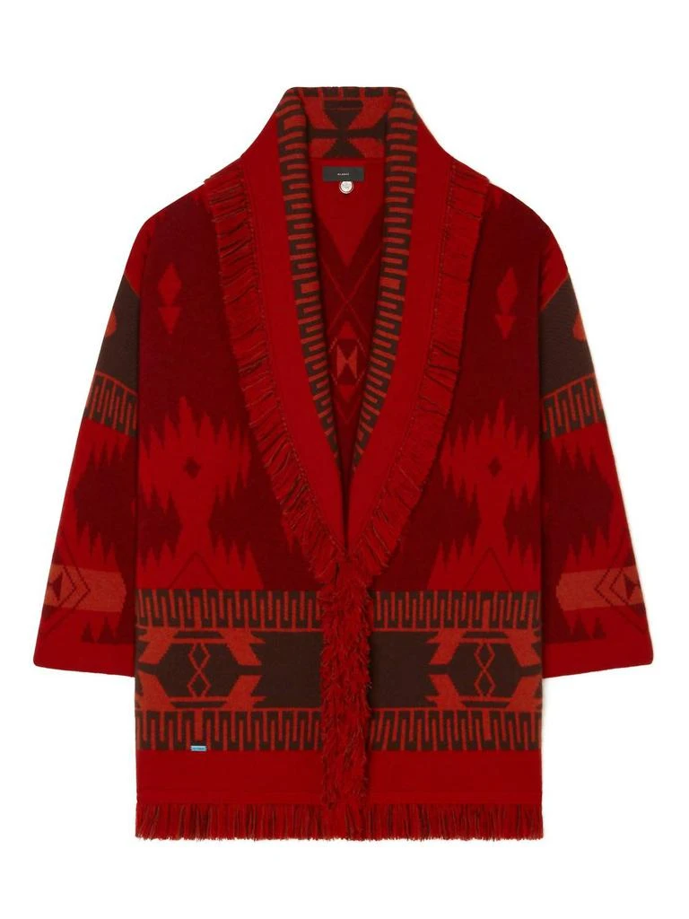 ALANUI Icon Jacquard Cardigan In Russet Red/fire 1