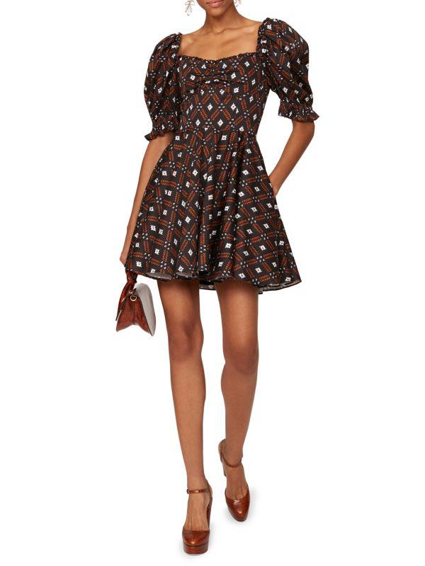 Autumn Adeigbo Camille Puff Sleeve Fit & Flare Mini Dress