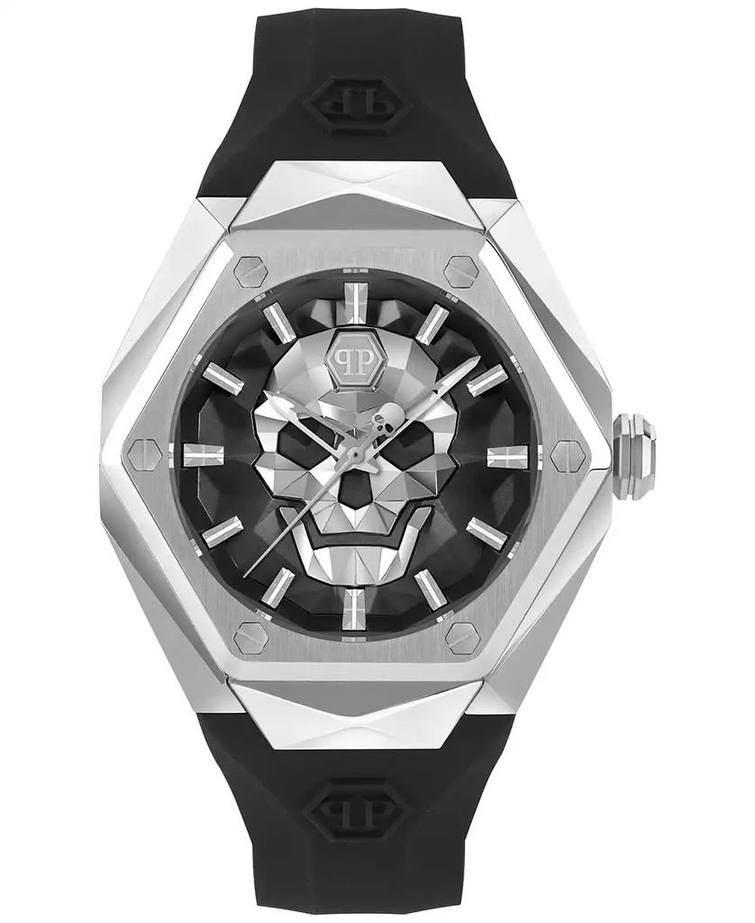 Philipp Plein Men's The Skull Spikes Black Silicone Strap Watch 45mm 1