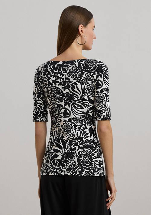 Ralph Lauren Ralph Lauren Petite Floral Stretch Cotton Boat Neck T Shirt