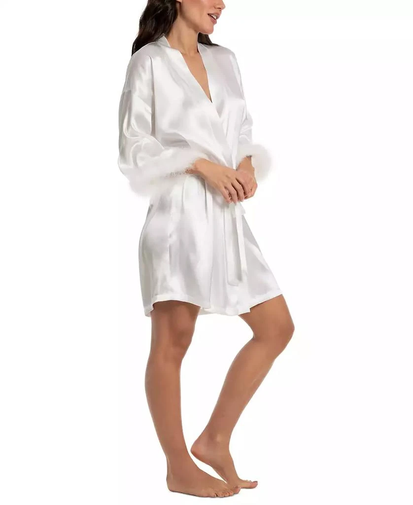 Linea Donatella Women's Satin Feather-Trim Bride Robe 3