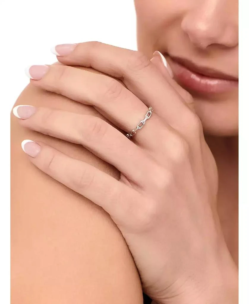 DEVATA Cable Link Ring in Rhodium Plated Sterling Silver 2