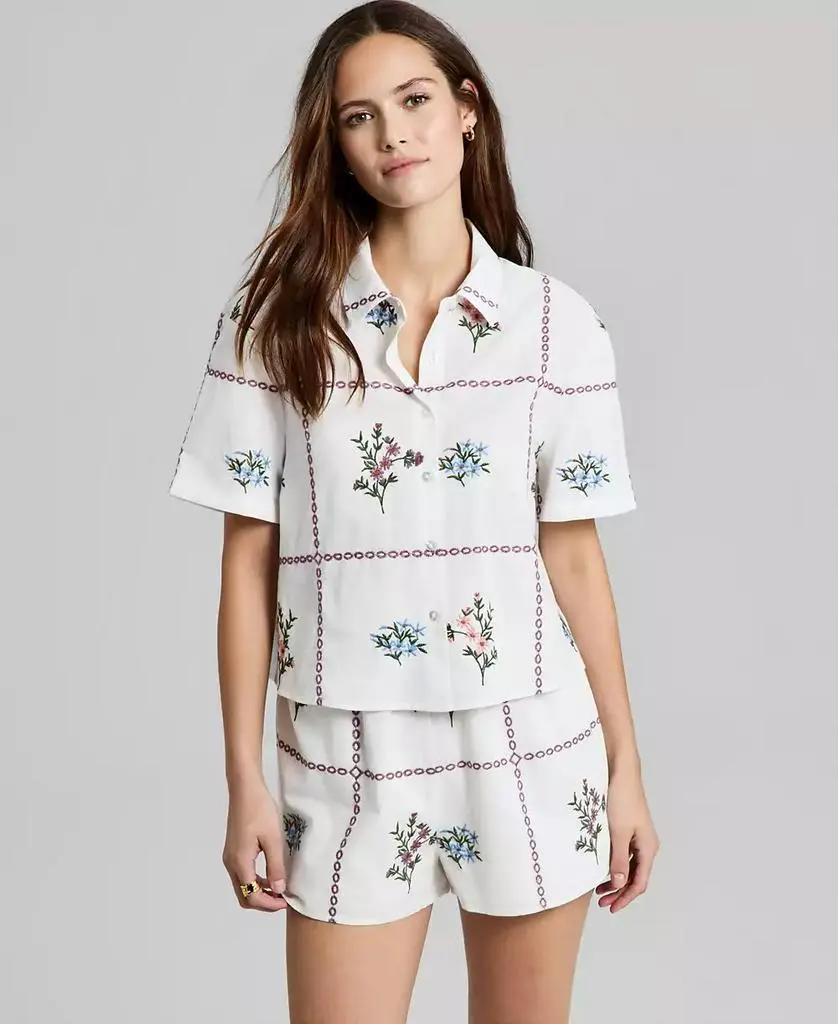 And Now This Women's Cotton Patchwork Camp Shirt, Macy's Exclusive